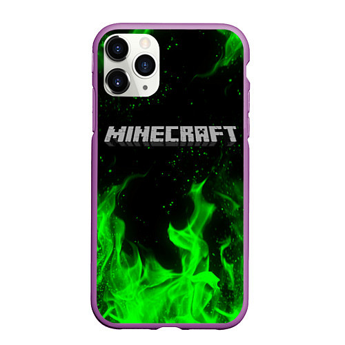 Чехол iPhone 11 Pro матовый MINECRAFT / 3D-Фиолетовый – фото 1
