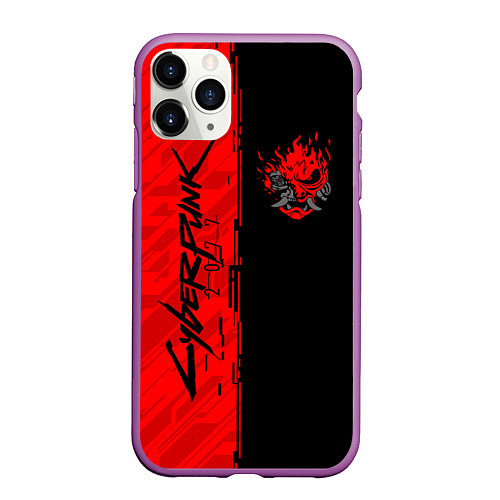 Чехол iPhone 11 Pro матовый CYBERPUNK 2077 / 3D-Фиолетовый – фото 1