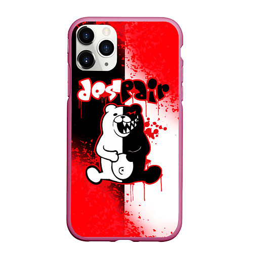 Чехол iPhone 11 Pro матовый MONOKUMA / 3D-Малиновый – фото 1