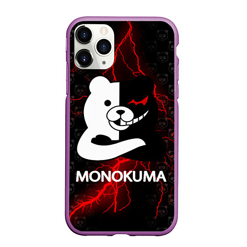 Чехол iPhone 11 Pro матовый MONOKUMA / 3D-Фиолетовый – фото 1