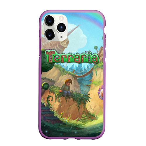 Чехол iPhone 11 Pro матовый Terraria / 3D-Фиолетовый – фото 1