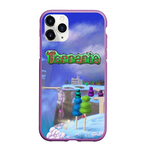 Чехол iPhone 11 Pro матовый Terraria / 3D-Фиолетовый – фото 1