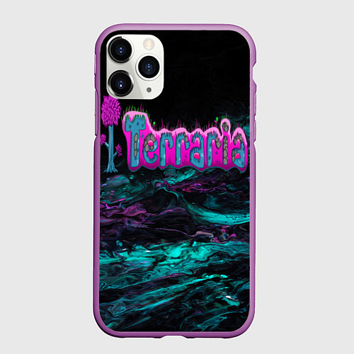 Чехол iPhone 11 Pro матовый Terraria / 3D-Фиолетовый – фото 1