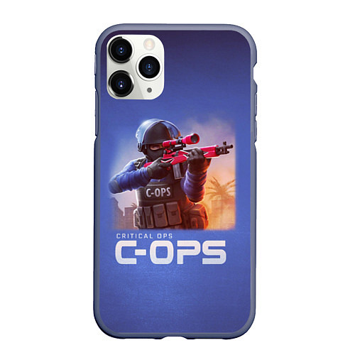 Чехол iPhone 11 Pro матовый Critical Ops / 3D-Серый – фото 1
