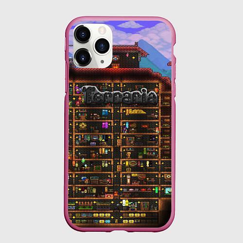 Чехол iPhone 11 Pro матовый TERRARIA / 3D-Малиновый – фото 1