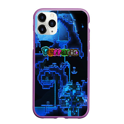 Чехол iPhone 11 Pro матовый Terraria / 3D-Фиолетовый – фото 1