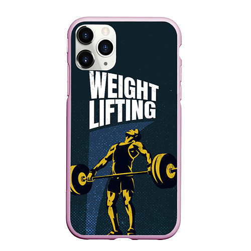 Чехол iPhone 11 Pro матовый Wheight lifting / 3D-Розовый – фото 1