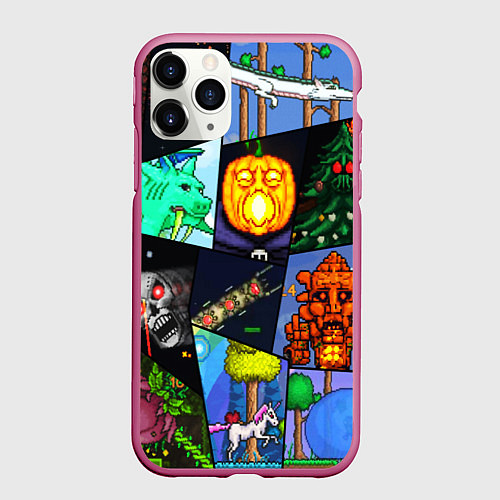 Чехол iPhone 11 Pro матовый Terraria allpic / 3D-Малиновый – фото 1
