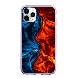 Чехол iPhone 11 Pro матовый Огонь и вода, цвет: 3D-светло-сиреневый