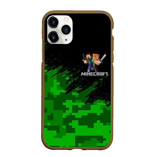 Чехол iPhone 11 Pro матовый MINECRAFT / 3D-Коричневый – фото 1