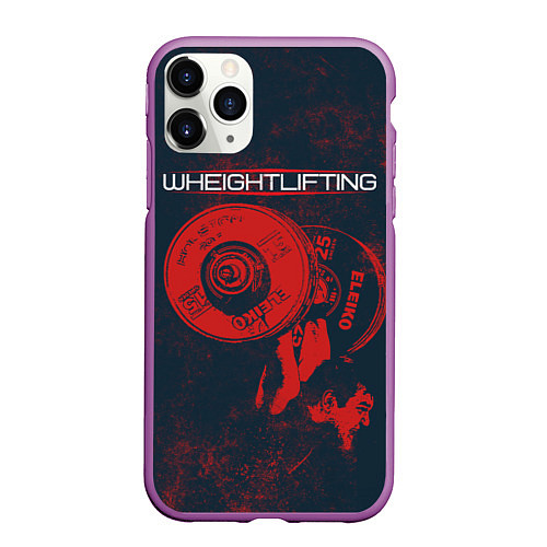 Чехол iPhone 11 Pro матовый Тяжелая атлетика / 3D-Фиолетовый – фото 1