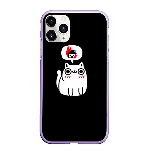 Чехол iPhone 11 Pro матовый Meme cat / 3D-Светло-сиреневый – фото 1