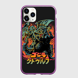 Чехол iPhone 11 Pro матовый Ктулху, цвет: 3D-фиолетовый