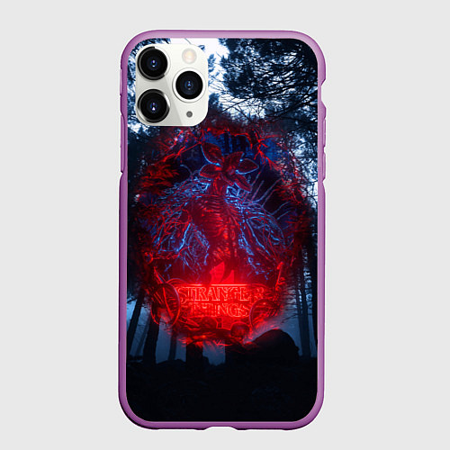 Чехол iPhone 11 Pro матовый Demogorgon Stranger Things / 3D-Фиолетовый – фото 1