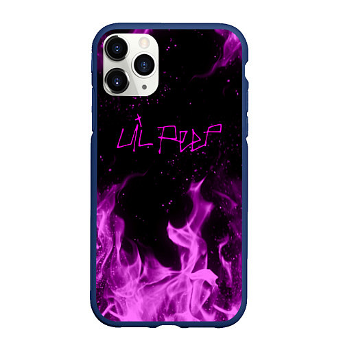 Чехол iPhone 11 Pro матовый LIL PEEP FIRE / 3D-Тёмно-синий – фото 1