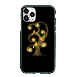 Чехол iPhone 11 Pro матовый Коты на дереве, цвет: 3D-темно-зеленый