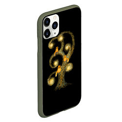 Чехол iPhone 11 Pro матовый Коты на дереве, цвет: 3D-темно-зеленый — фото 2