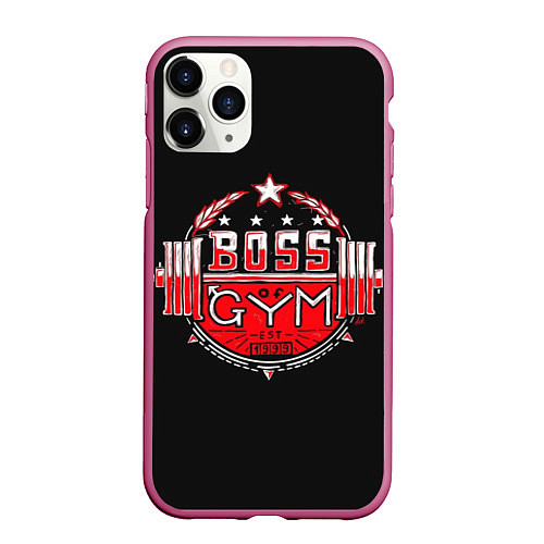 Чехол iPhone 11 Pro матовый Boss of GYM акварель / 3D-Малиновый – фото 1