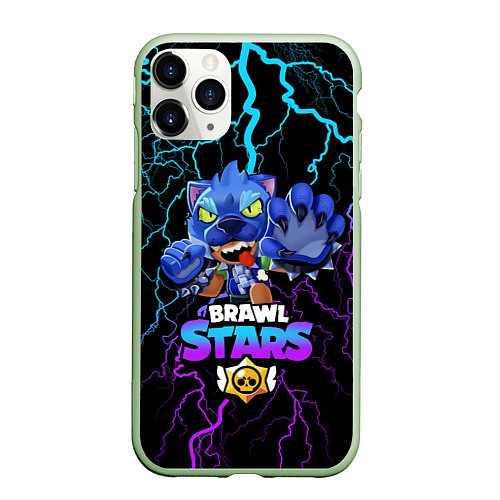 Чехол iPhone 11 Pro матовый Brawl Stars LEON / 3D-Салатовый – фото 1