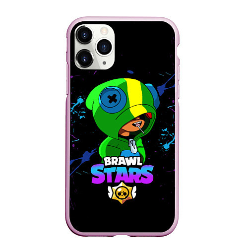 Чехол iPhone 11 Pro матовый Brawl Stars LEON / 3D-Розовый – фото 1