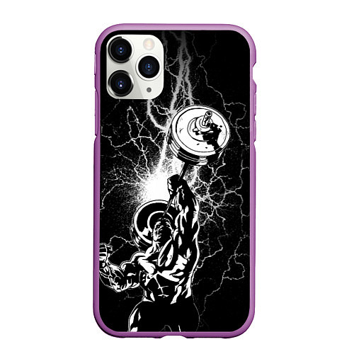 Чехол iPhone 11 Pro матовый Powerlifting / 3D-Фиолетовый – фото 1