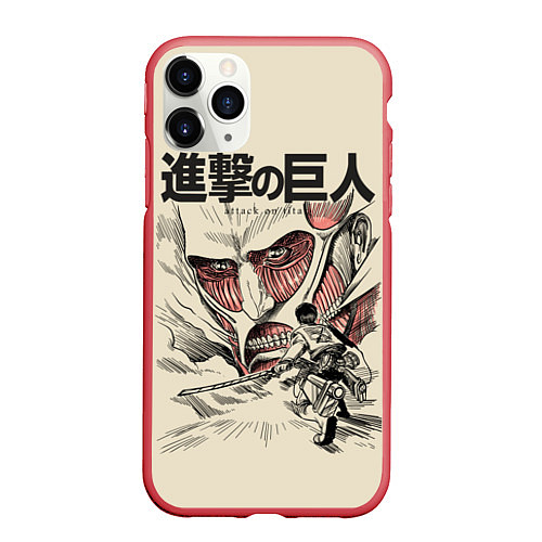 Чехол iPhone 11 Pro матовый Атака Титанов / 3D-Красный – фото 1