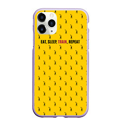 Чехол iPhone 11 Pro матовый Eat, sleep, train, repeat, цвет: 3D-светло-сиреневый