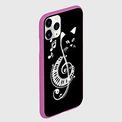 Чехол iPhone 11 Pro матовый Музыкальный кот, цвет: 3D-фиолетовый — фото 2