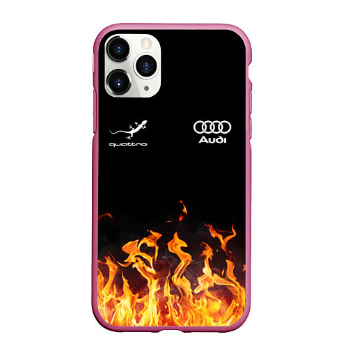 Чехол iPhone 11 Pro матовый Audi Ауди / 3D-Малиновый – фото 1