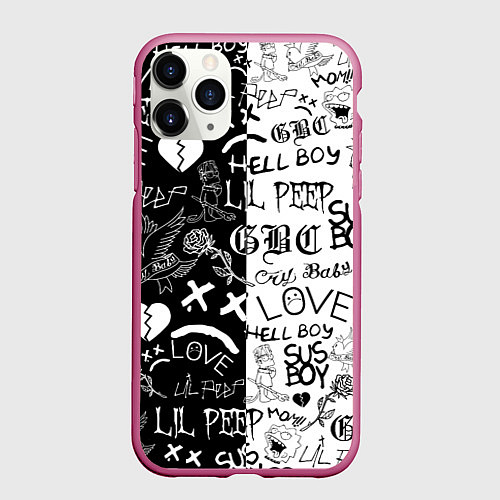 Чехол iPhone 11 Pro матовый LIL PEEP LOGOBOMBING / 3D-Малиновый – фото 1