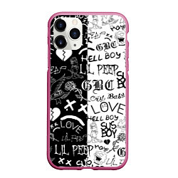 Чехол iPhone 11 Pro матовый LIL PEEP LOGOBOMBING, цвет: 3D-малиновый