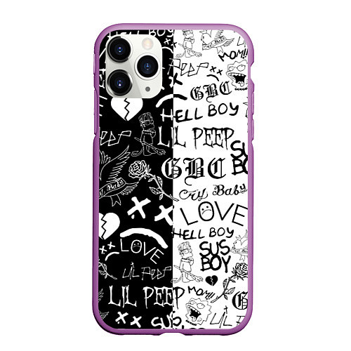 Чехол iPhone 11 Pro матовый LIL PEEP LOGOBOMBING / 3D-Фиолетовый – фото 1