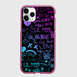 Чехол iPhone 11 Pro матовый LIL PEEP LOGOBOMBING, цвет: 3D-малиновый