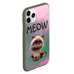 Чехол iPhone 11 Pro матовый Кошечка, цвет: 3D-темно-зеленый — фото 2