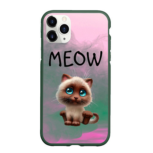 Чехол iPhone 11 Pro матовый Кошечка / 3D-Темно-зеленый – фото 1