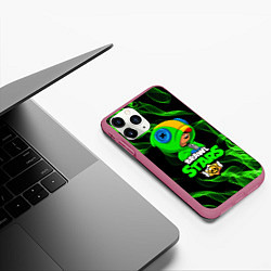 Чехол iPhone 11 Pro матовый BRAWL STARS LEON, цвет: 3D-малиновый — фото 2