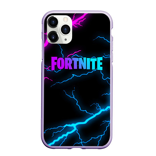 Чехол iPhone 11 Pro матовый FORTNITE / 3D-Светло-сиреневый – фото 1