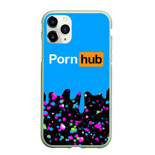 Чехол iPhone 11 Pro матовый PornHub / 3D-Салатовый – фото 1