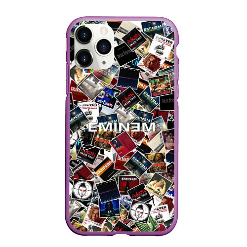 Чехол iPhone 11 Pro матовый Дискография EMINEM / 3D-Фиолетовый – фото 1