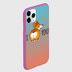 Чехол iPhone 11 Pro матовый I love you смешной корги, цвет: 3D-фиолетовый — фото 2
