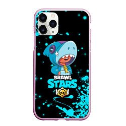 Чехол iPhone 11 Pro матовый BRAWL STARS LEON SHARK, цвет: 3D-розовый