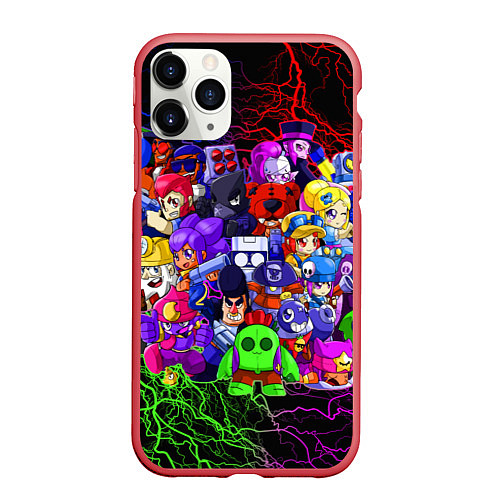 Чехол iPhone 11 Pro матовый BRAWL STARS ALL BRAWLERS / 3D-Красный – фото 1