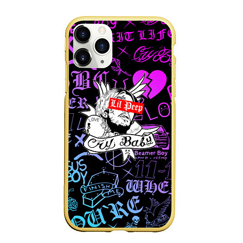 Чехол iPhone 11 Pro матовый LIL PEEP / 3D-Желтый – фото 1