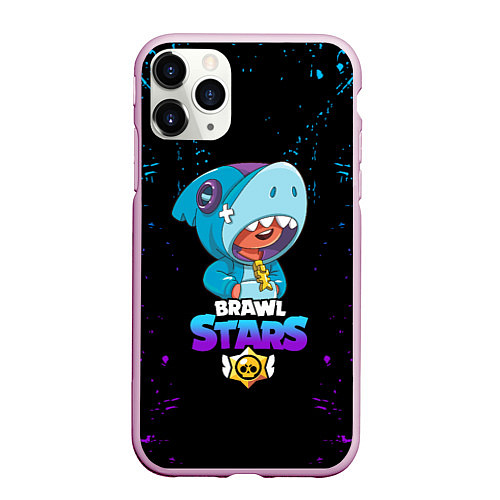 Чехол iPhone 11 Pro матовый BRAWL STARS LEON SHARK, / 3D-Розовый – фото 1