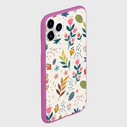 Чехол iPhone 11 Pro матовый Цветочный орнамент, цвет: 3D-фиолетовый — фото 2