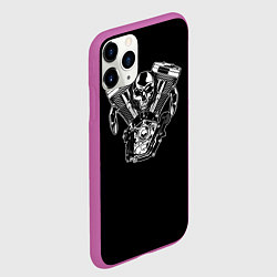 Чехол iPhone 11 Pro матовый Движковый череп, цвет: 3D-фиолетовый — фото 2