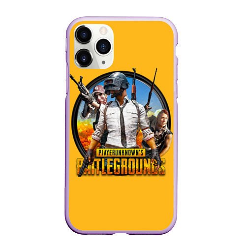 Чехол iPhone 11 Pro матовый PUBG / 3D-Сиреневый – фото 1