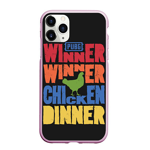 Чехол iPhone 11 Pro матовый Winner Chicken Dinner / 3D-Розовый – фото 1