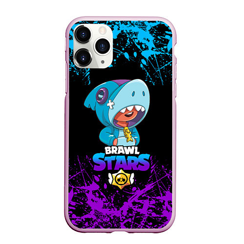 Чехол iPhone 11 Pro матовый BRAWL STARS LEON SHARK / 3D-Розовый – фото 1