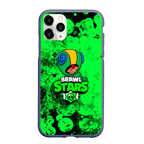 Чехол iPhone 11 Pro матовый BRAWL STARS LEON / 3D-Серый – фото 1